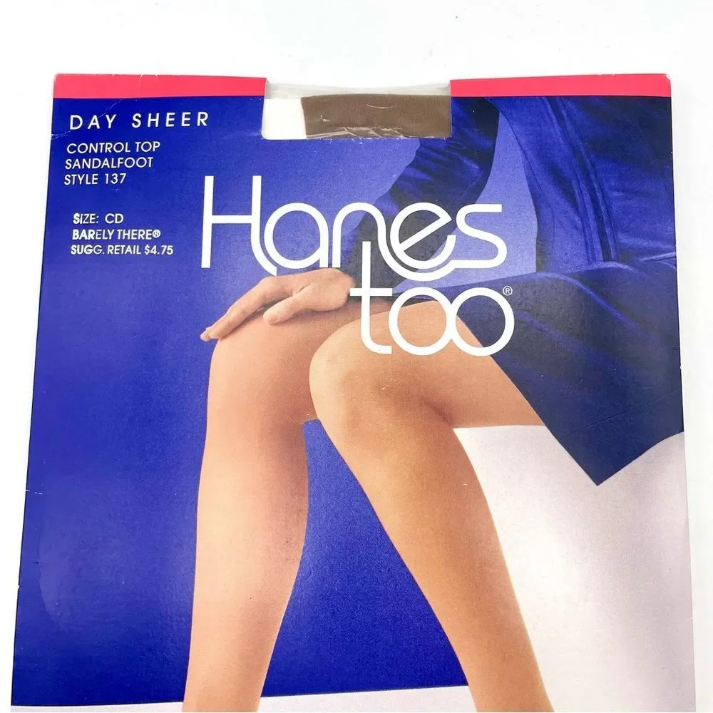 NWT Vintage Hanes Too Day Sheers Barely There Control Top Pantyhose Size C/D NEW